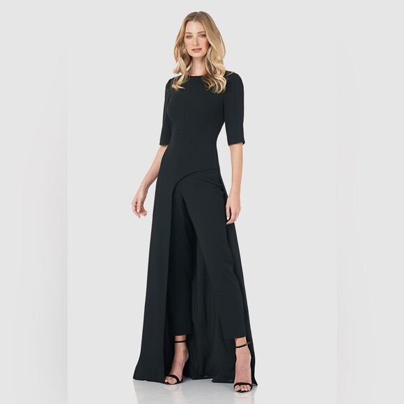 NWOT Kay Unger | Davina Romper Walk Thru Jumpsuit Dress Black 6 - Picture 4 of 13